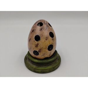 SOAPSTONE Egg with Polka Dots Mauve Pink and Black